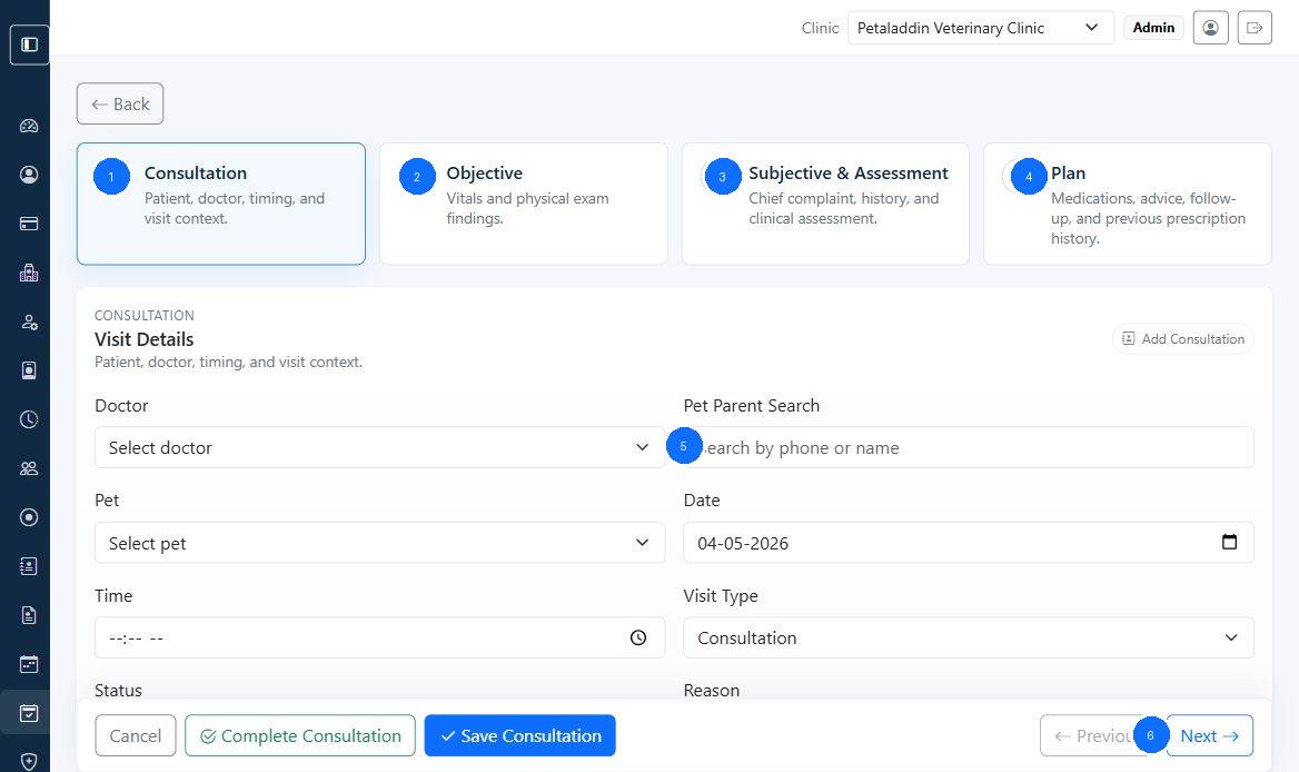 Create consultation screen with callouts