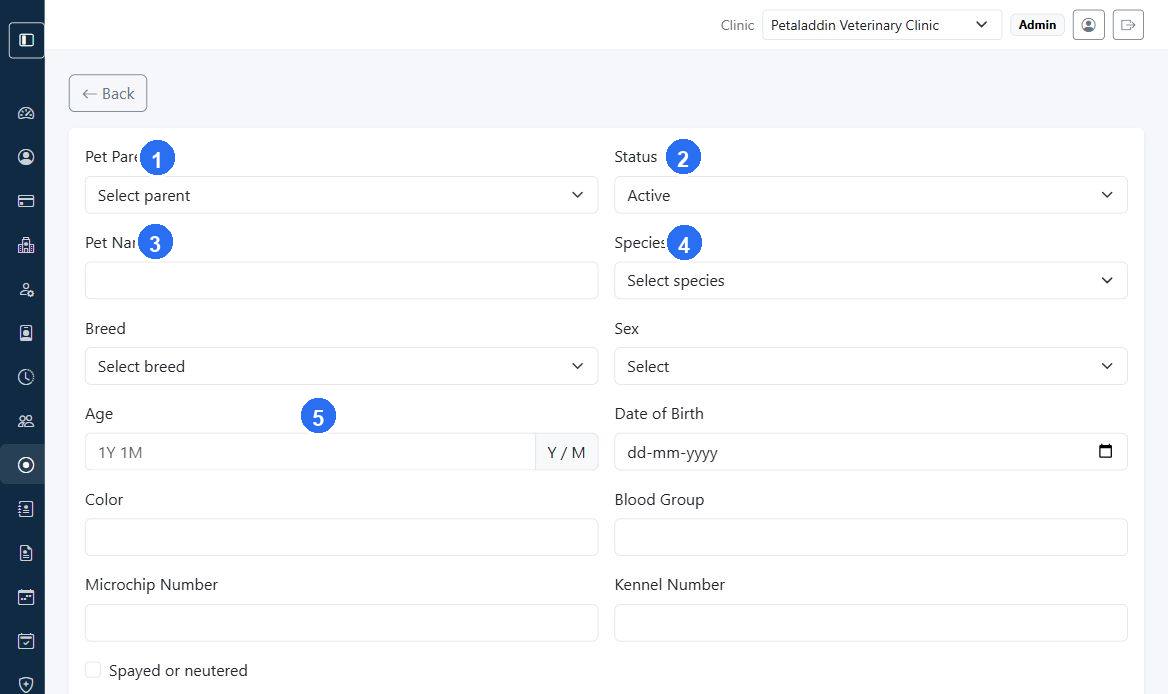 Create pet screen