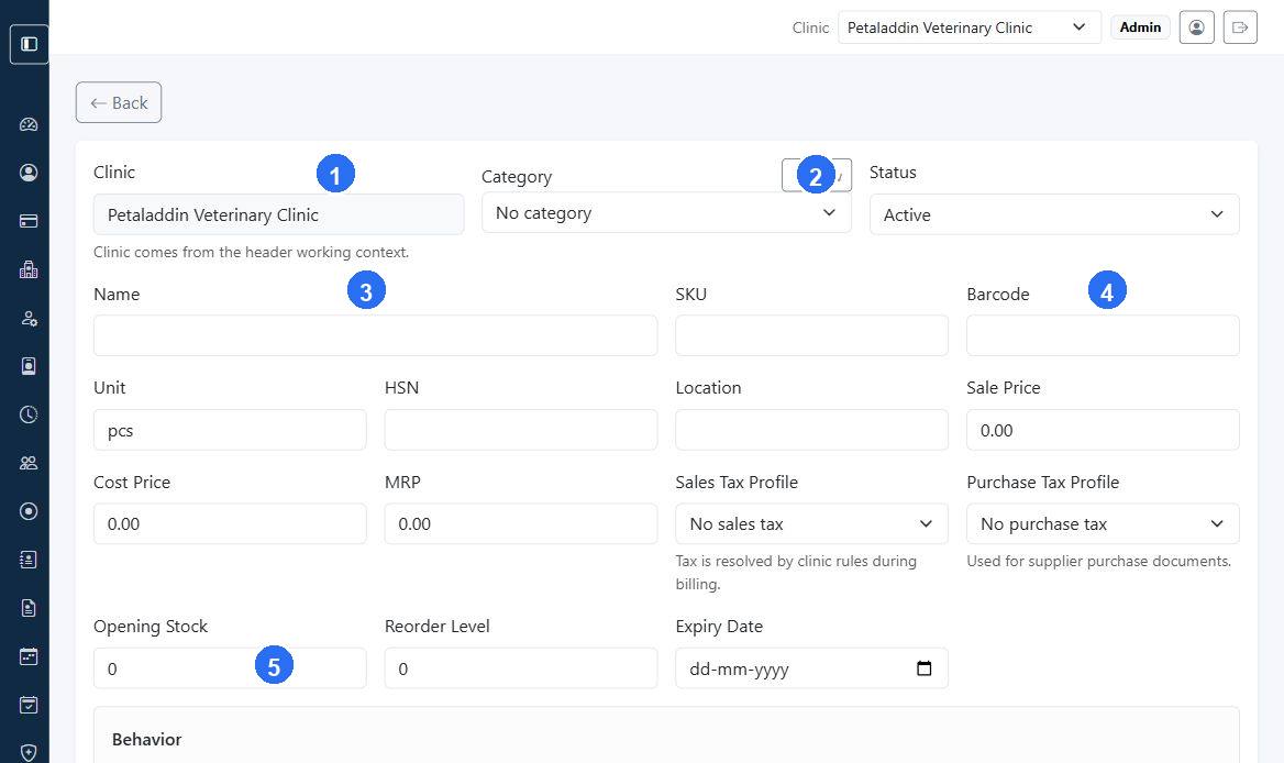 Create product screen